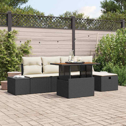 Set Divano da Giardino 6 pcs Nero polyrattan