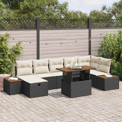 Set Divano da Giardino 8 pcs Nero polyrattan