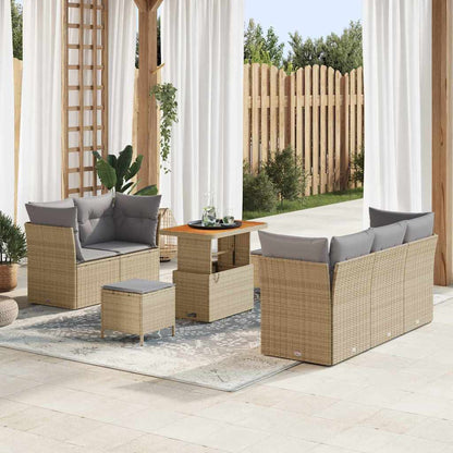 Set Divano da Giardino 8 pcs Beige polyrattan