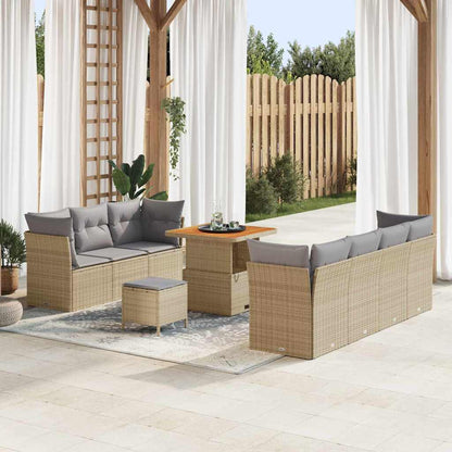 Set Divano da Giardino 10 pcs Beige polyrattan