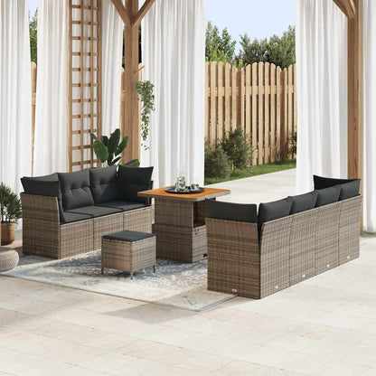 Set Divano da Giardino 10 pcs Grigio polyrattan