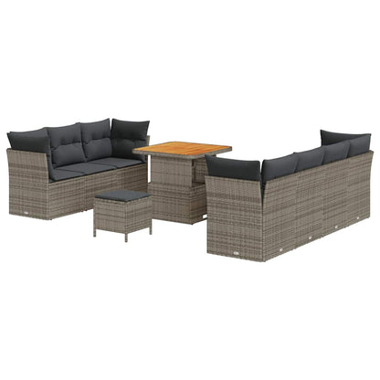 Set Divano da Giardino 10 pcs Grigio polyrattan
