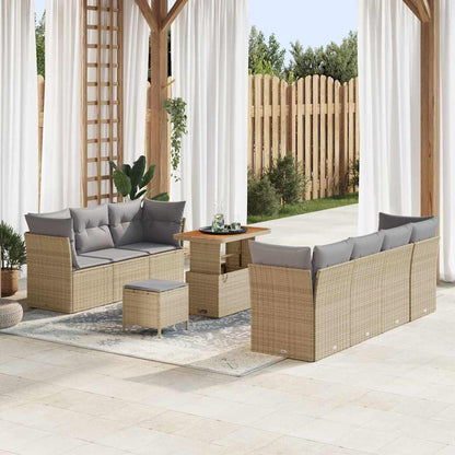 Set Divano da Giardino 10 pcs Beige polyrattan