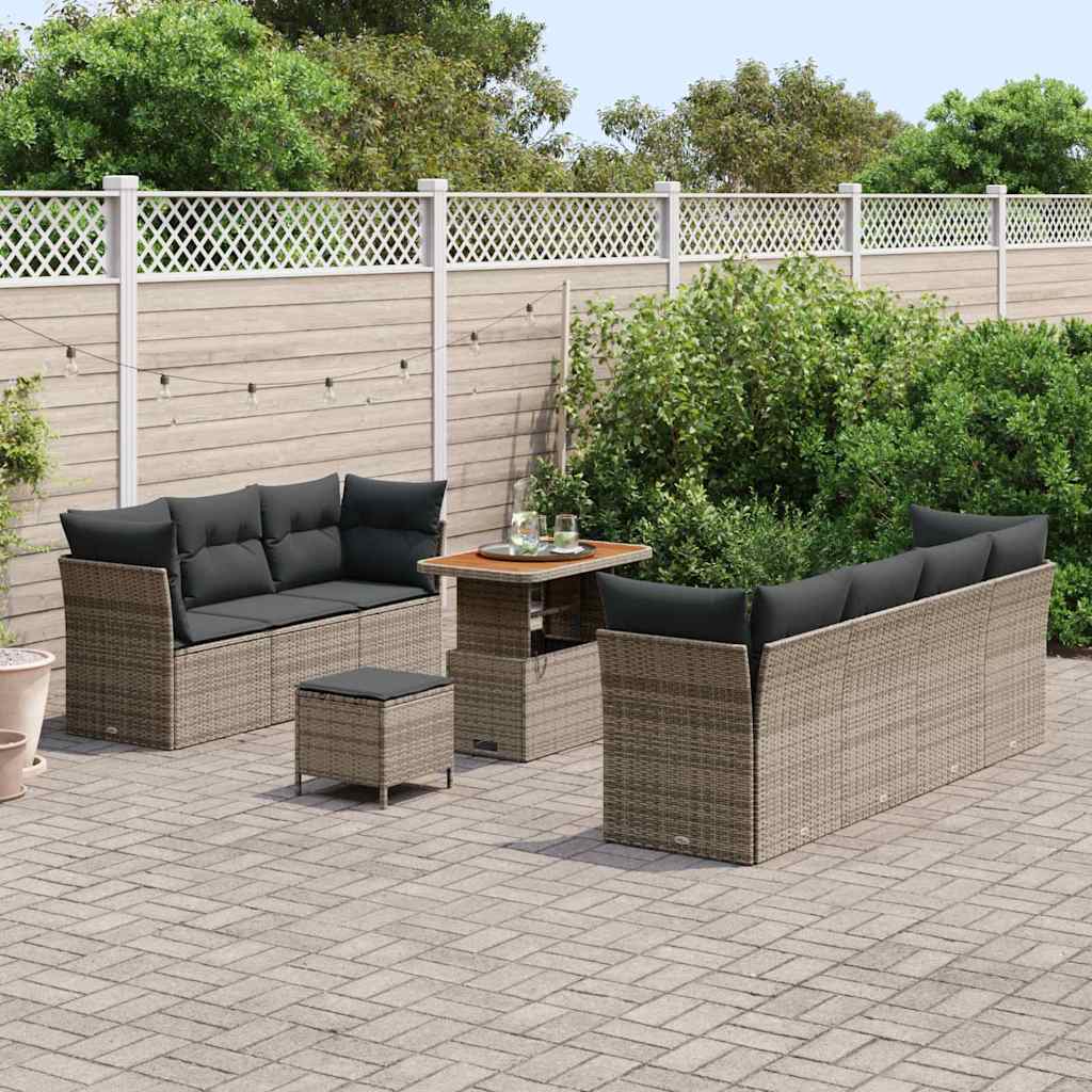 Set Divano da Giardino 10 pcs Grigio polyrattan