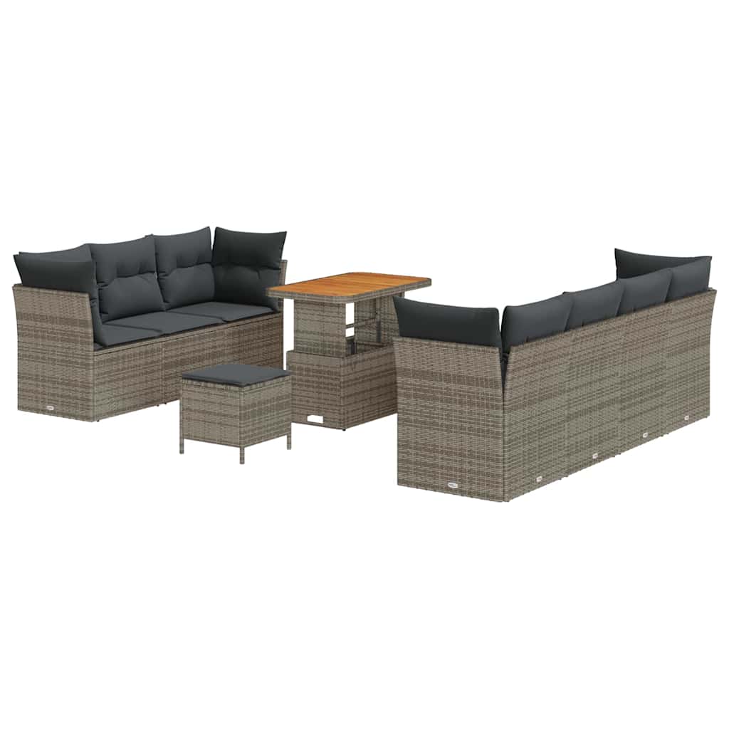 Set Divano da Giardino 10 pcs Grigio polyrattan