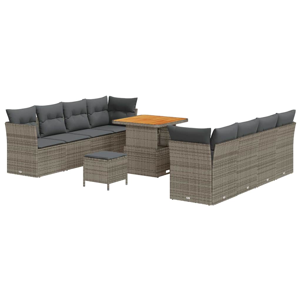 Set Divano da Giardino 11 pcs Grigio polyrattan