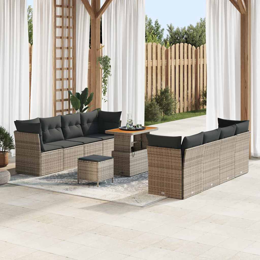 Set Divano da Giardino 11 pcs Grigio polyrattan