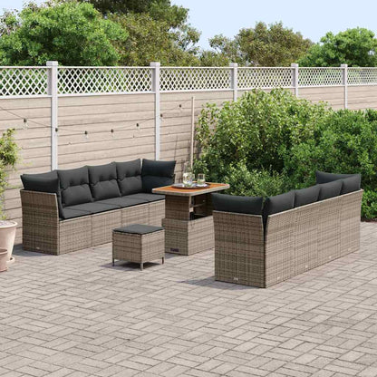 Set Divano da Giardino 11 pcs Grigio polyrattan