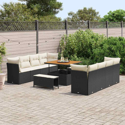 Set Divano da Giardino 11 pcs Nero polyrattan