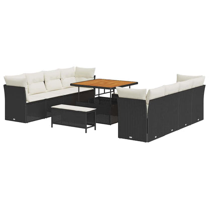 Set Divano da Giardino 11 pcs Nero polyrattan