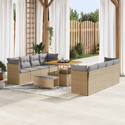 Set Divano da Giardino 11 pcs Beige polyrattan