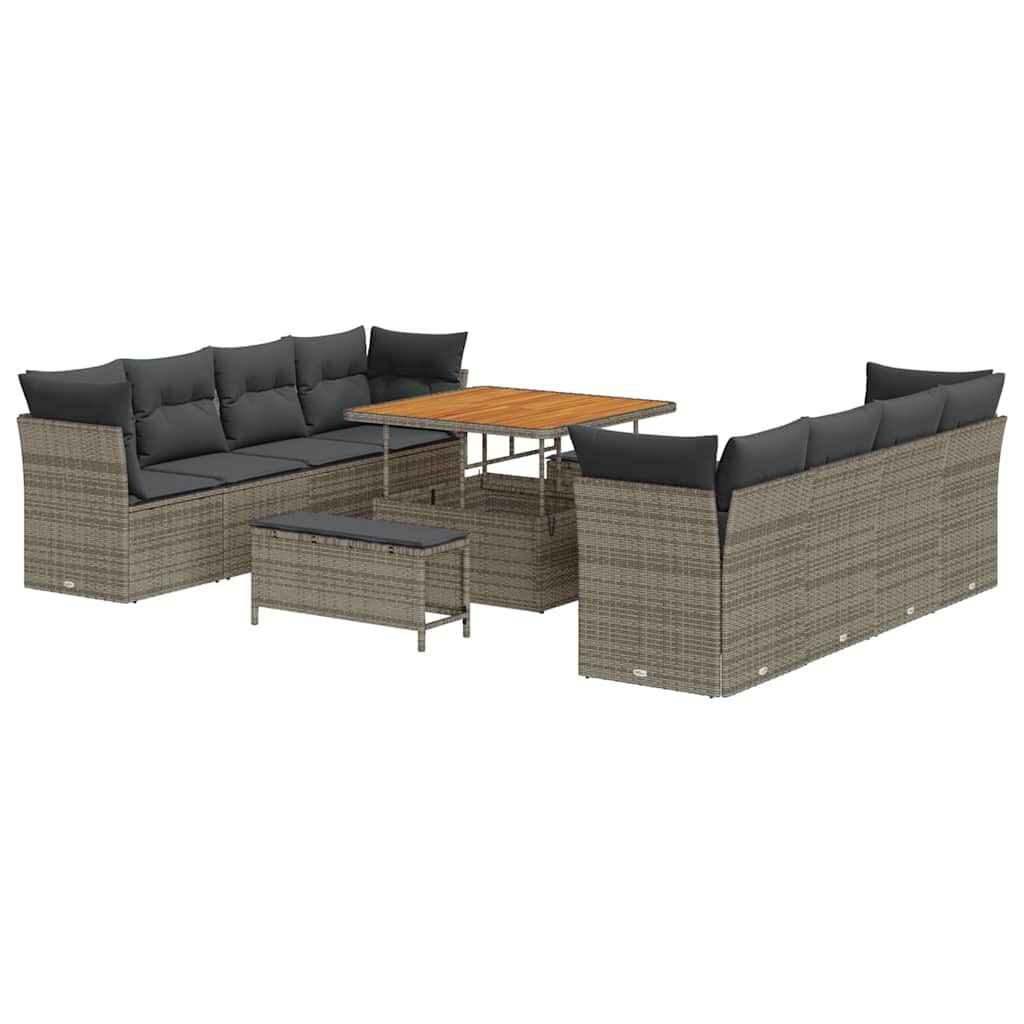 Set Divano da Giardino 11 pcs Grigio polyrattan