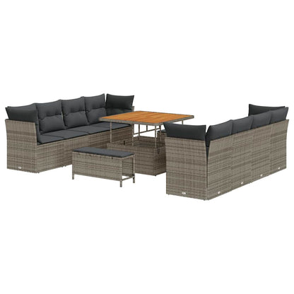 Set Divano da Giardino 11 pcs Grigio polyrattan