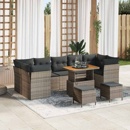 Set Divano da Giardino 10 pcs Grigio polyrattan