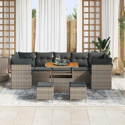 Set Divano da Giardino 10 pcs Grigio polyrattan
