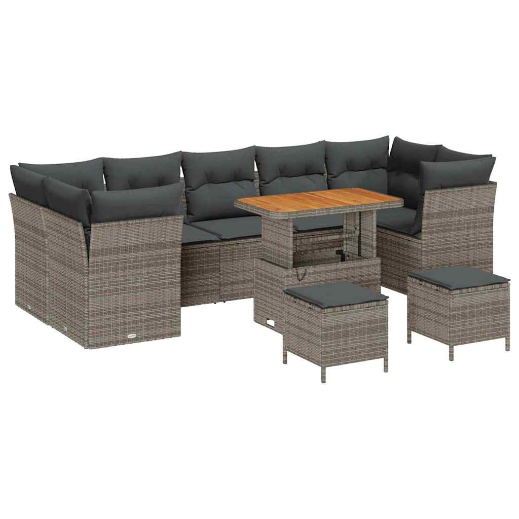 Set Divano da Giardino 10 pcs Grigio polyrattan