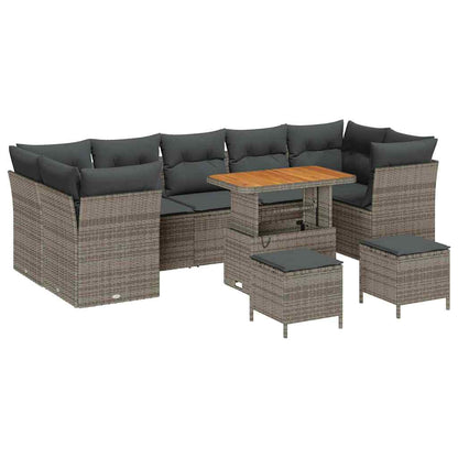 Set Divano da Giardino 10 pcs Grigio polyrattan