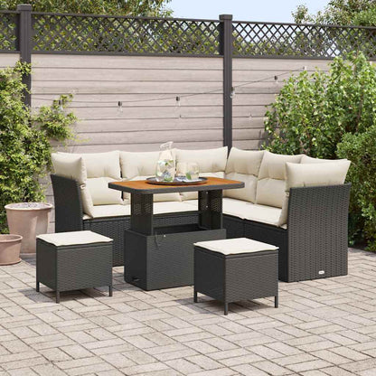 Set Divano da Giardino 8 pcs Nero polyrattan