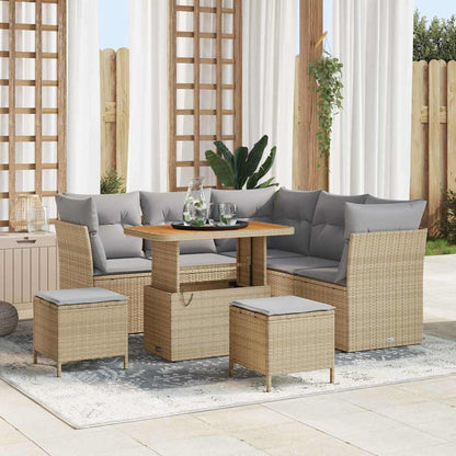 Set Divano da Giardino 8 pcs Beige polyrattan