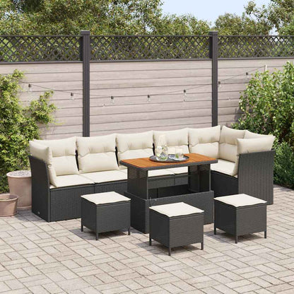 Set Divano da Giardino 10 pcs Nero polyrattan