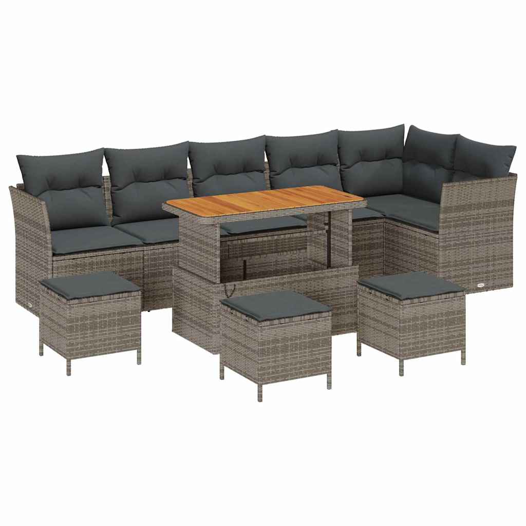Set Divano da Giardino 10 pcs Grigio polyrattan