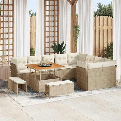 Set Divano da Giardino 12 pcs Beige polyrattan