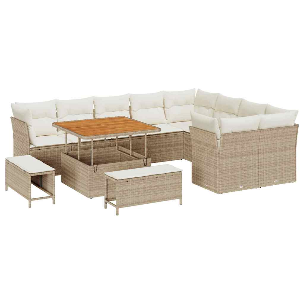 Set Divano da Giardino 12 pcs Beige polyrattan