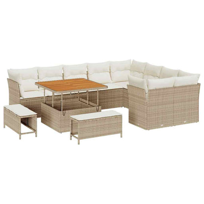 Set Divano da Giardino 12 pcs Beige polyrattan