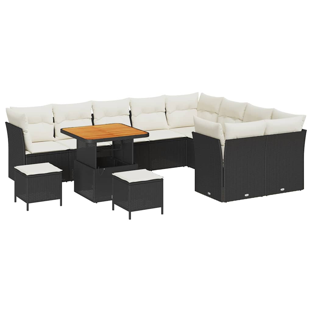 Set Divano da Giardino 12 pcs Nero polyrattan