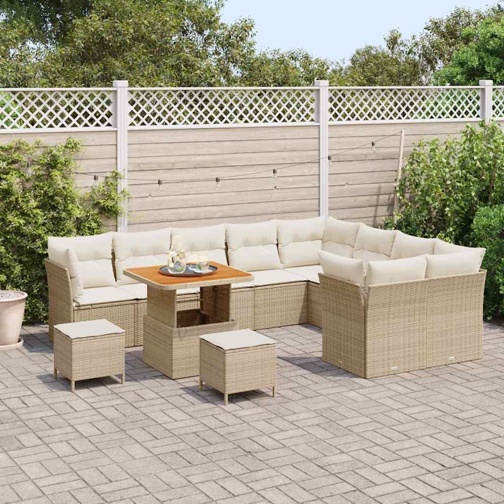 Set Divano da Giardino 12 pcs Beige polyrattan