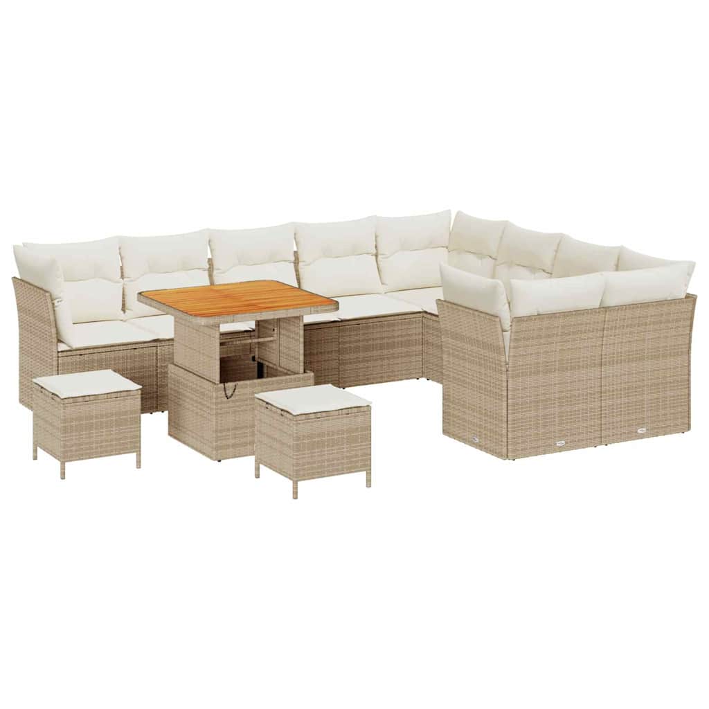 Set Divano da Giardino 12 pcs Beige polyrattan