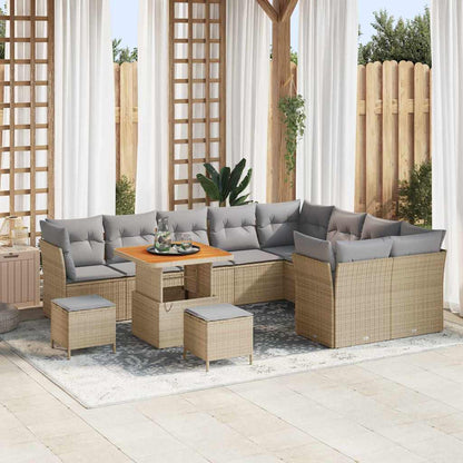 Set Divano da Giardino 12 pcs Beige polyrattan