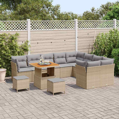 Set Divano da Giardino 12 pcs Beige polyrattan