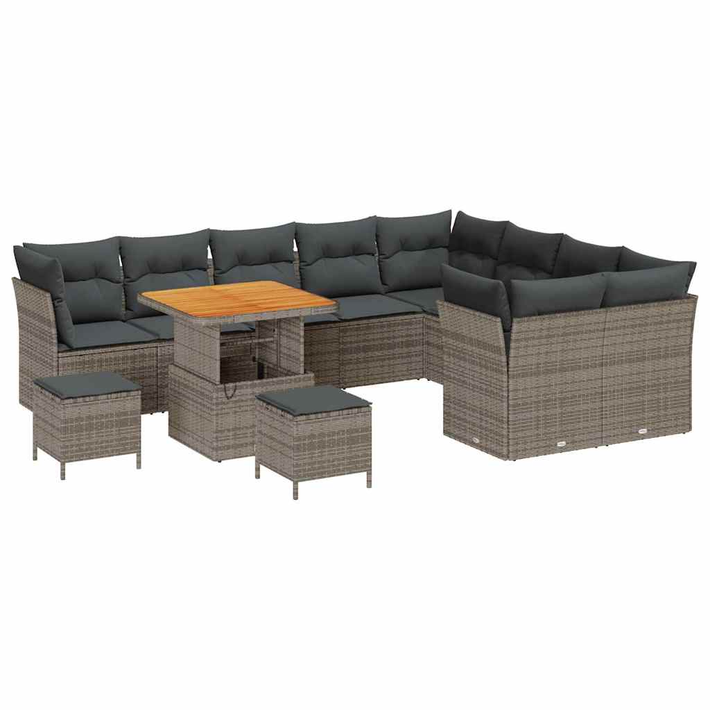 Set Divano da Giardino 12 pcs Grigio polyrattan