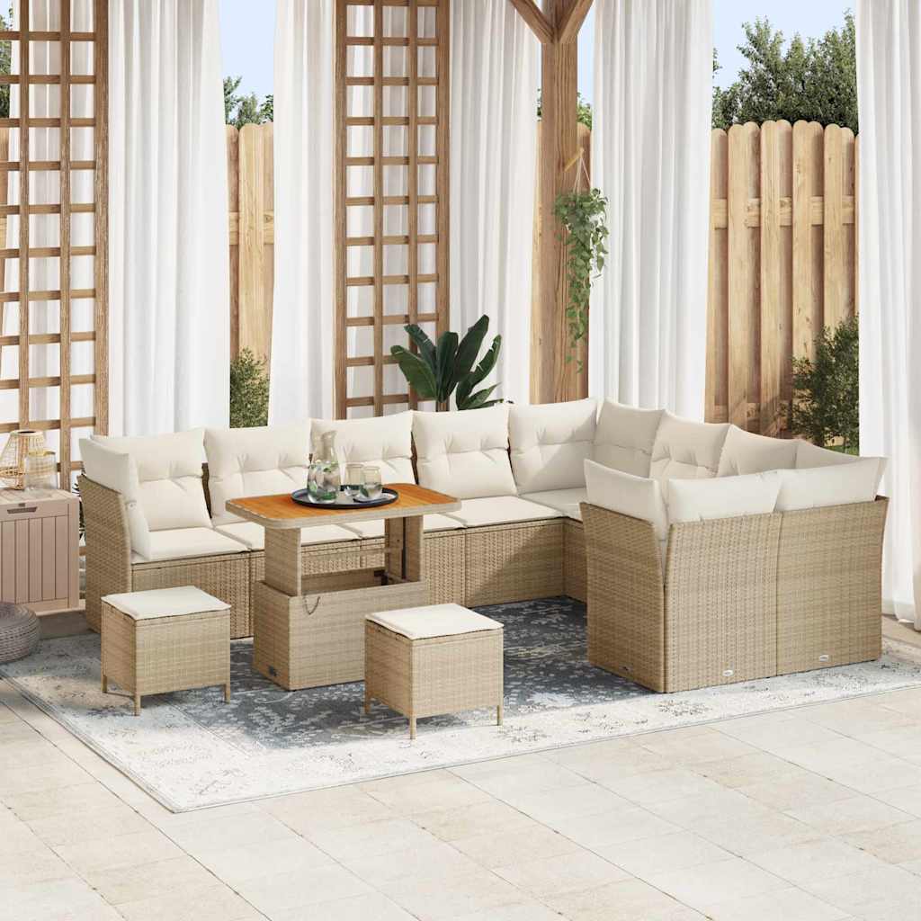 Set Divano da Giardino 12 pcs Beige polyrattan