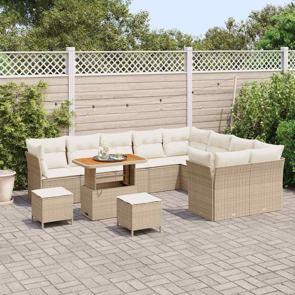 Set Divano da Giardino 12 pcs Beige polyrattan