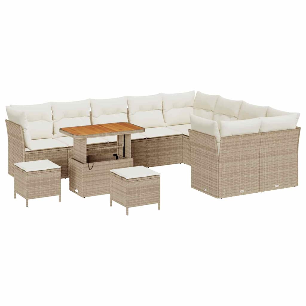 Set Divano da Giardino 12 pcs Beige polyrattan
