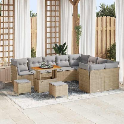 Set Divano da Giardino 12 pcs Beige polyrattan