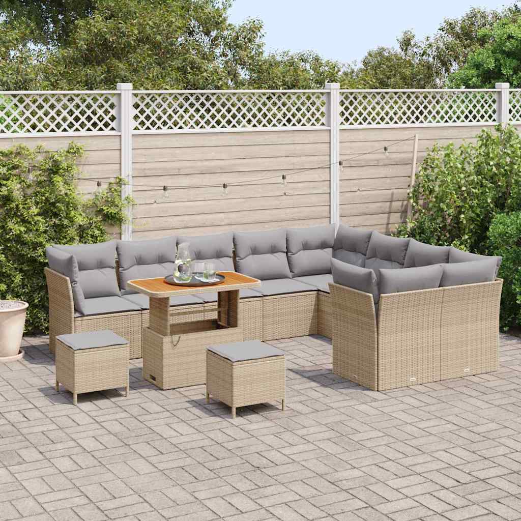 Set Divano da Giardino 12 pcs Beige polyrattan