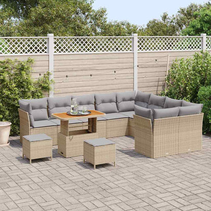 Set Divano da Giardino 12 pcs Beige polyrattan