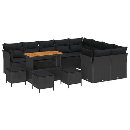 Set Divano da Giardino 13 pcs Nero polyrattan