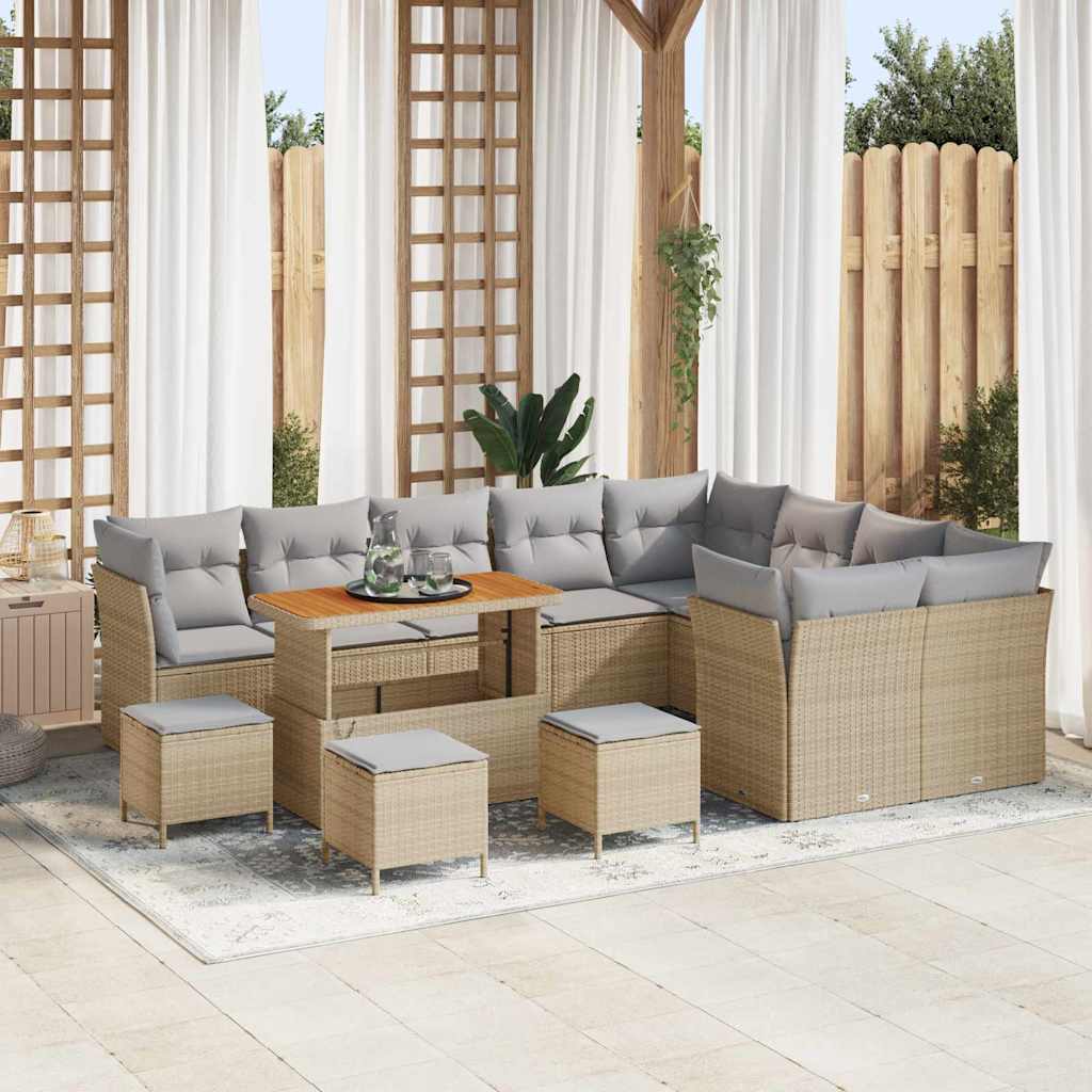 Set Divano da Giardino 13 pcs Beige polyrattan
