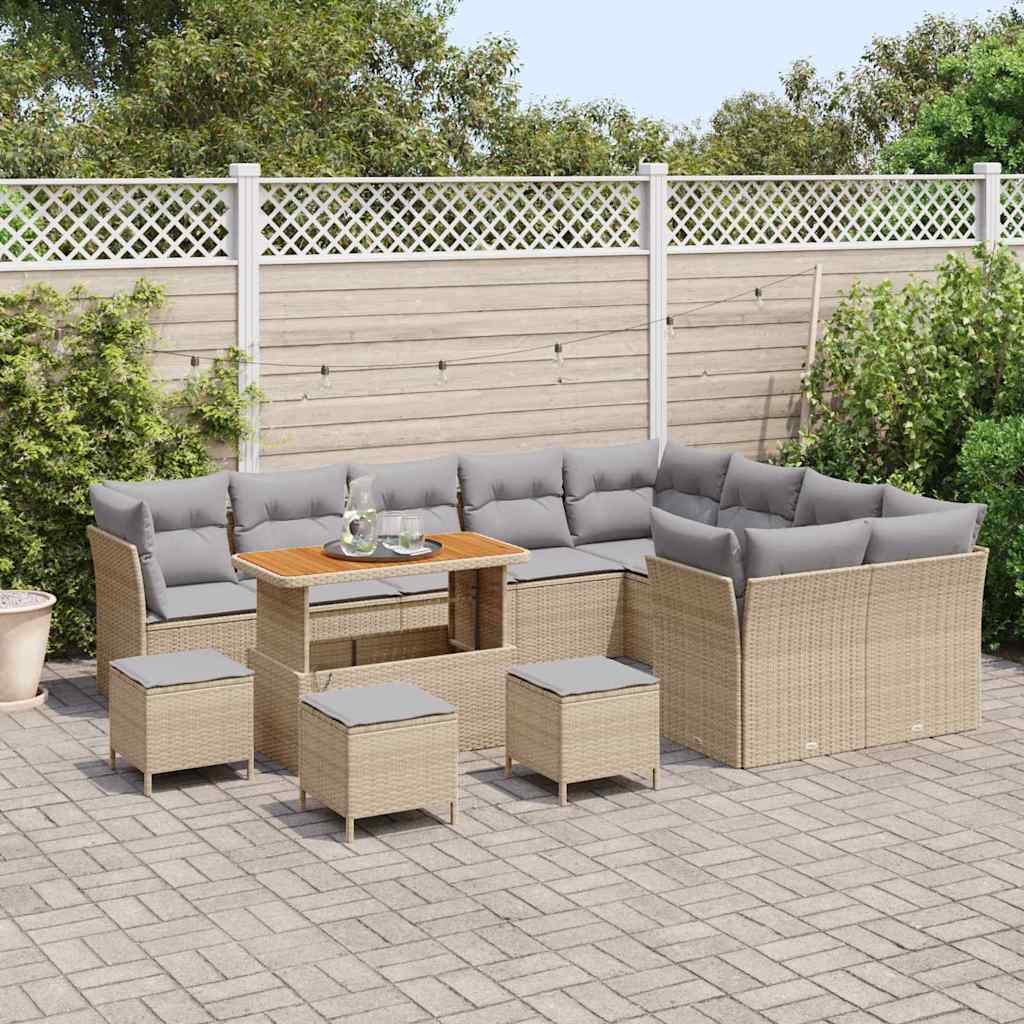 Set Divano da Giardino 13 pcs Beige polyrattan
