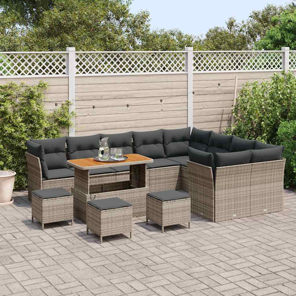 Set Divano da Giardino 13 pcs Grigio polyrattan