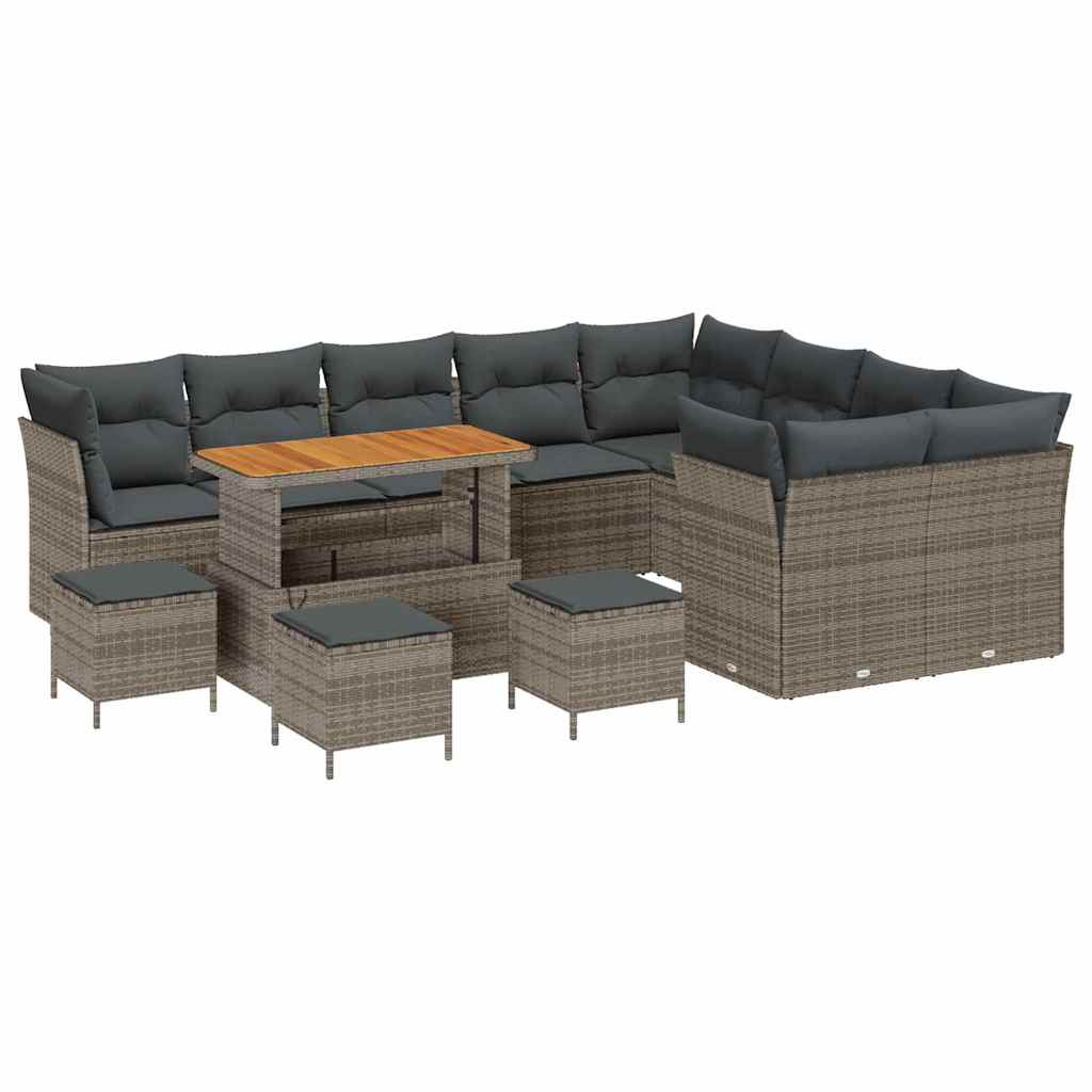 Set Divano da Giardino 13 pcs Grigio polyrattan