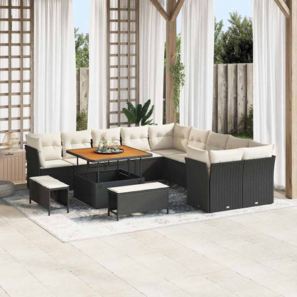 Set Divano da Giardino 13 pcs Nero polyrattan