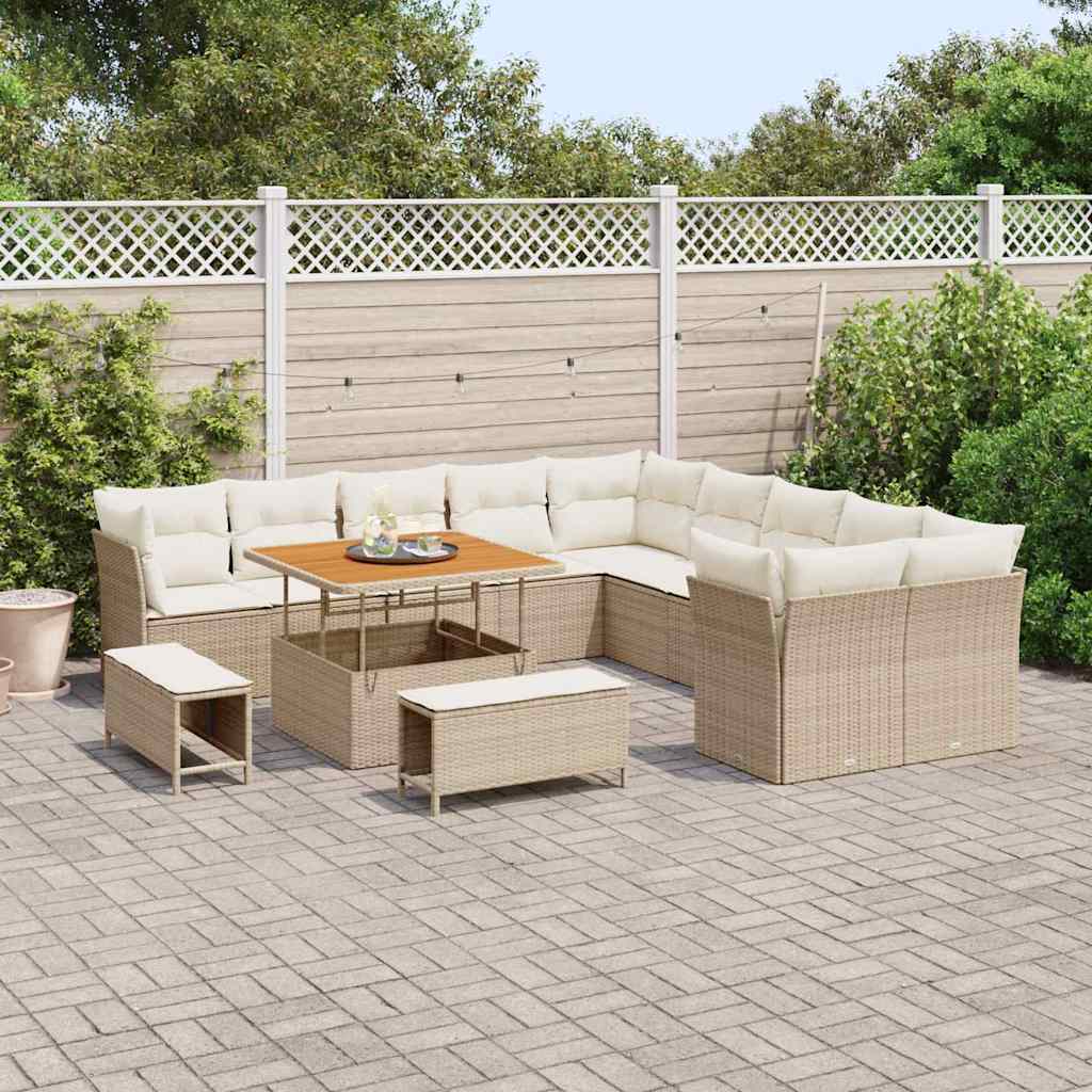 Set Divano da Giardino 13 pcs Beige polyrattan