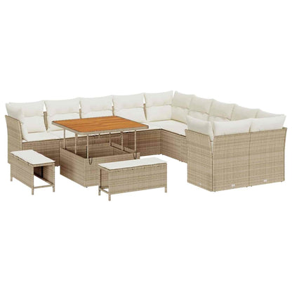 Set Divano da Giardino 13 pcs Beige polyrattan