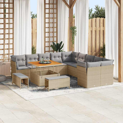 Set Divano da Giardino 13 pcs Beige polyrattan