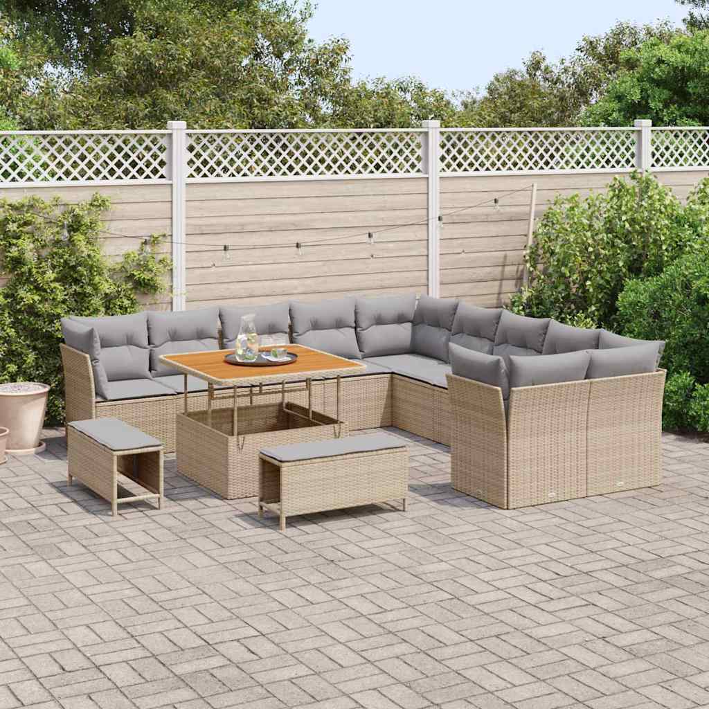 Set Divano da Giardino 13 pcs Beige polyrattan